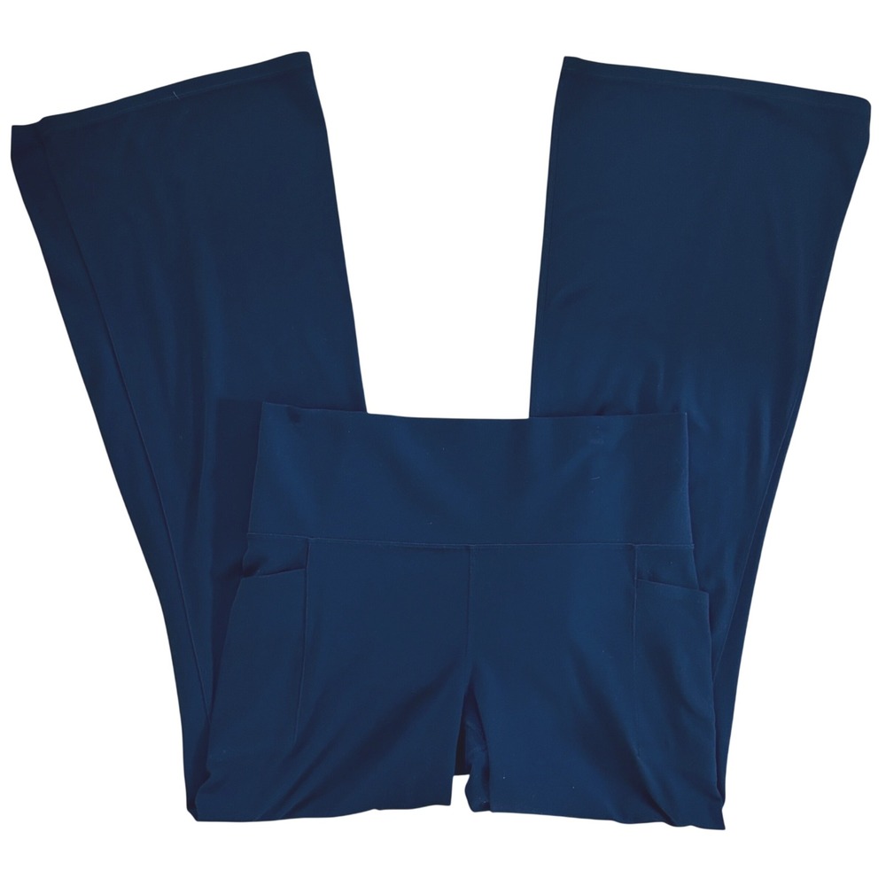 Athleta Salutation Stash Flare Pants Navy Blue High Rise Yoga Leggings Large